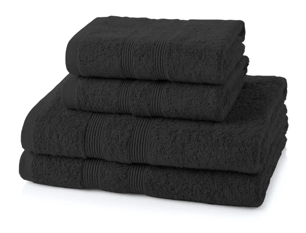 [41776587727] 4 Pieces Towels Bale Set 2x Hand 2x Bath (Black)