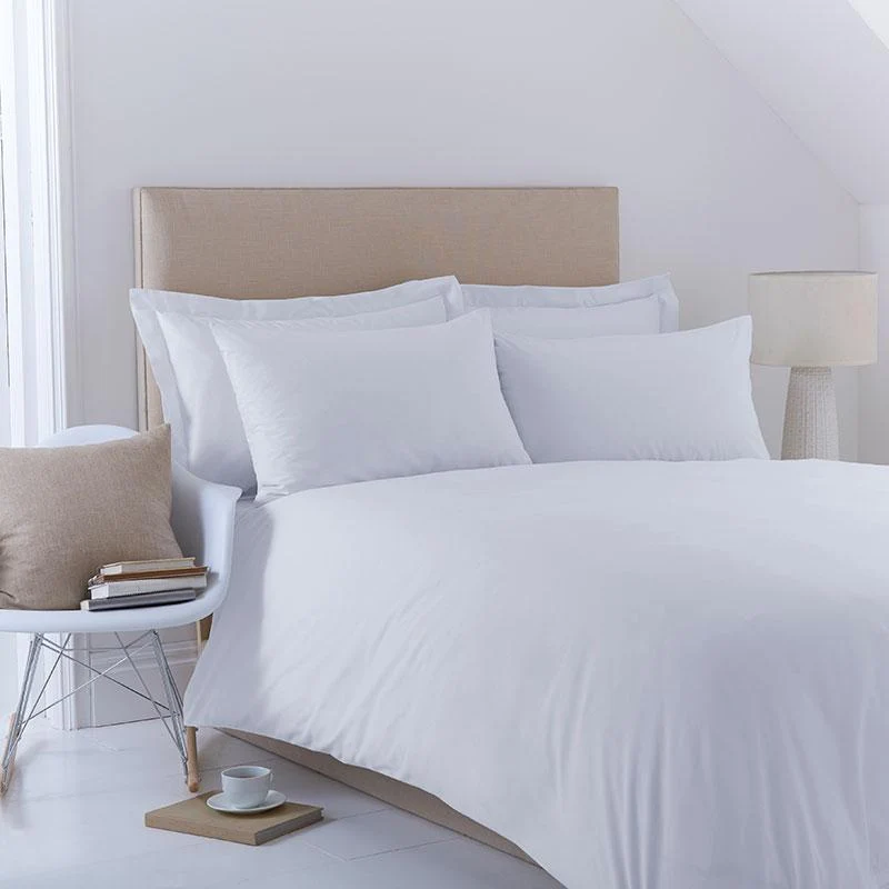 [39332028121158] Pescara Plain White 50/50 Polycotton Duvet Cover (Double Duvet Cover - 212 x 230cm (83 x 90") - Pack of 5)