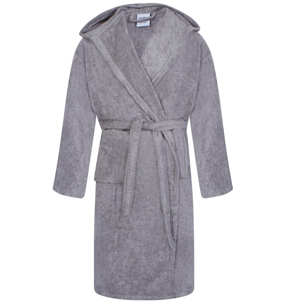 [12112051503174] Egyptian Hooded Bath Robes | Silver Grey (Large/Extra Large)