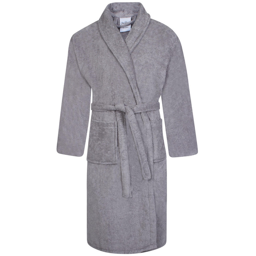 [12112040951878] Egyptian Shawl Collar Bath Robes | Silver