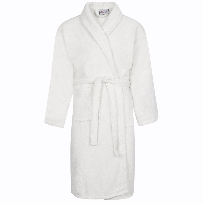 [12112030367814] Egyptian Shawl Collar Bath Robes | White