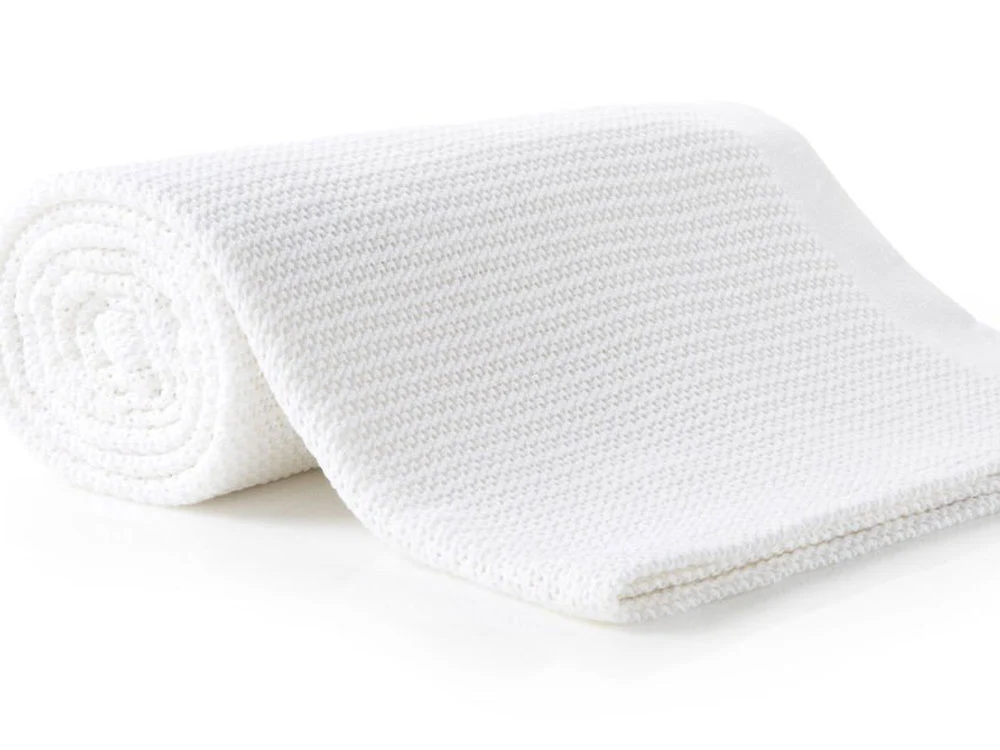 [41777359759] 100% Cotton Thermal Cellular Blanket Light Weight Adult Soft Luxury (White)
