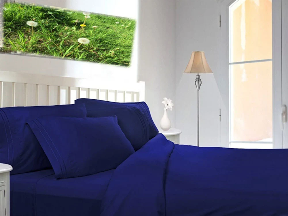 [6638454833222] Extra Deep 16" Percale Fitted Sheets Single Double King (Single, Royal Blue)