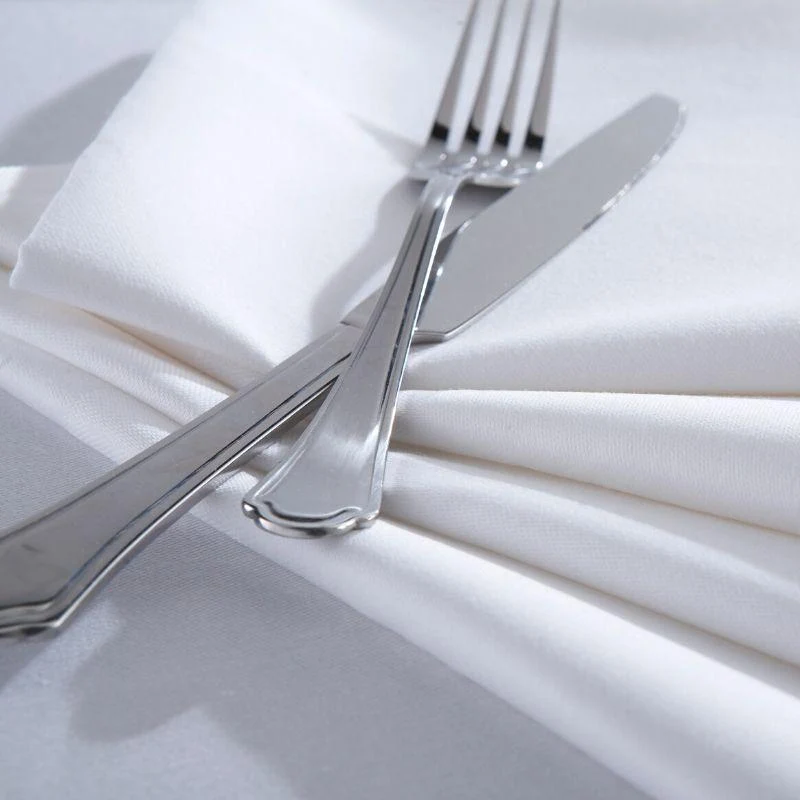 [6607470493766] 100% Cotton White Satin Band Napkins