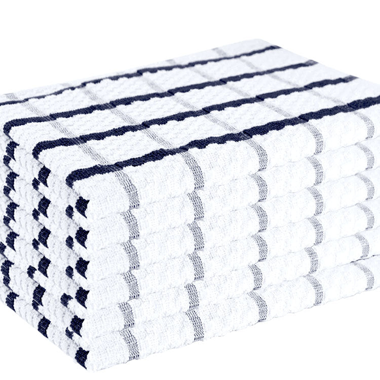 [39331617800262] Super Absorbent Cotton Terry Tea Towel (Black, Pack of 12)