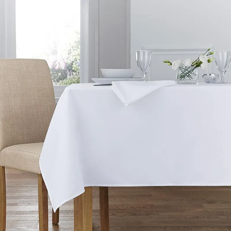 100% Polyester Plain Table Cloth - White