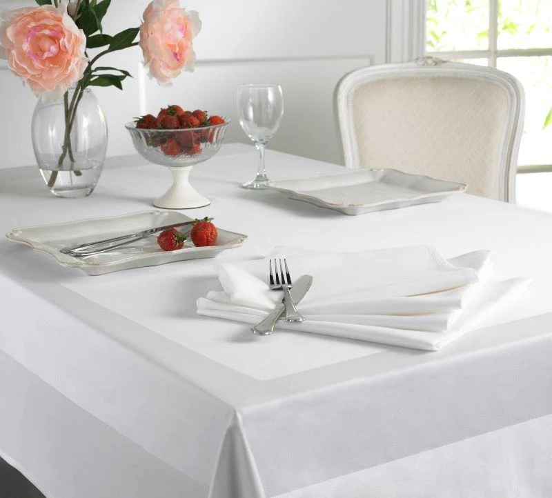 White 100% Cotton Superior Satin Band Table Cloth