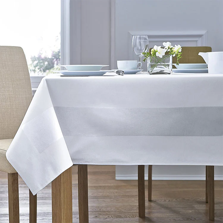 White 100% Cotton Satin Band Table Cloth