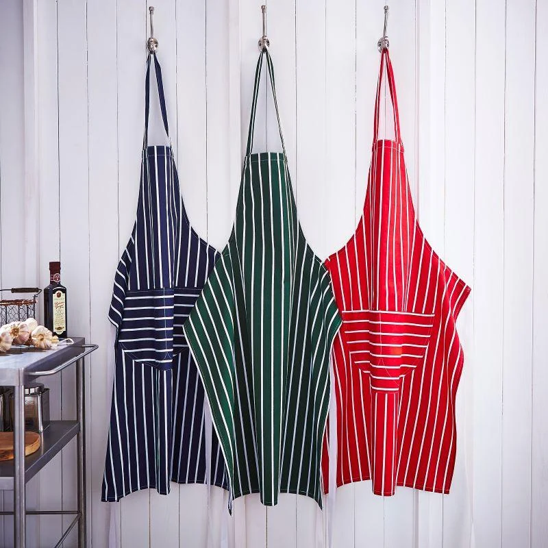 [39328279265350] Cotton Striped Butchers Apron (Navy)