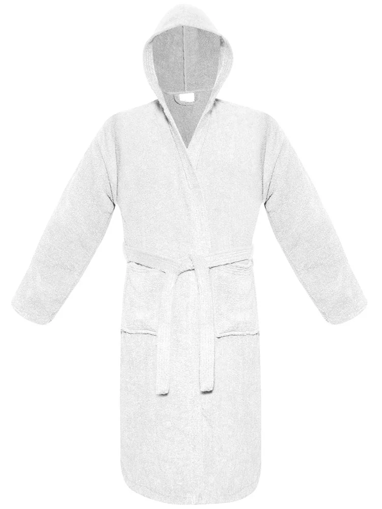 [32195326148678] Zero Twist Luxury Bath Robes (White, Hooded)